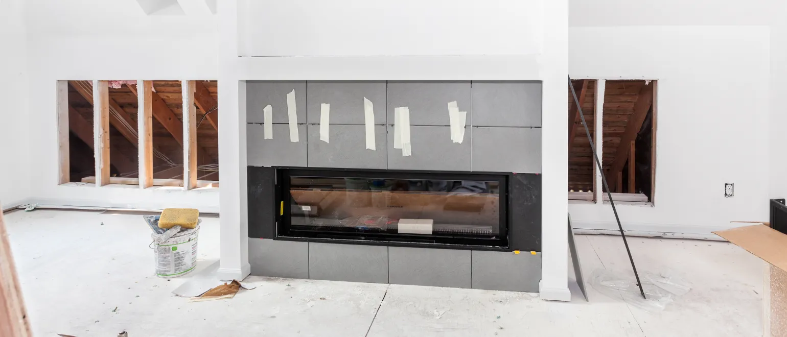 Los Angeles full home remodeling project with modern fireplace wall renovation, drywall openings, interior upgrades, and custom construction preparation